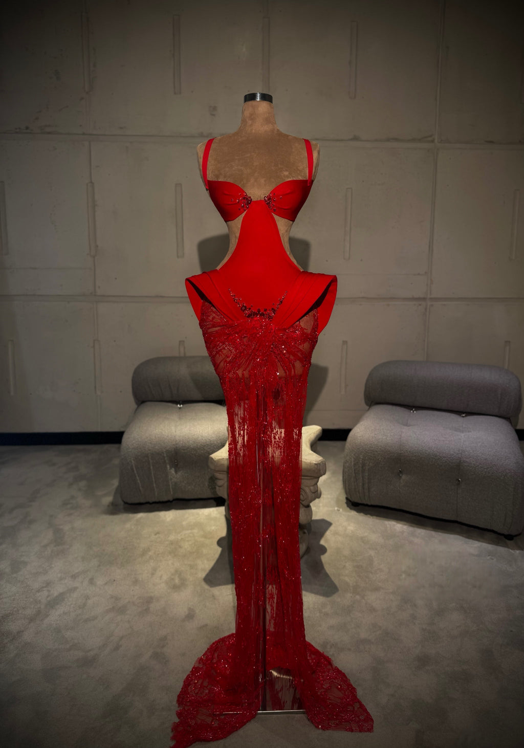 Erana - Red Gown with side cut outs