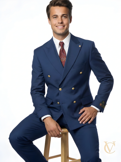 Navy two-piece tailored suit | Luxury menswear | Vellure Couture Northampton
