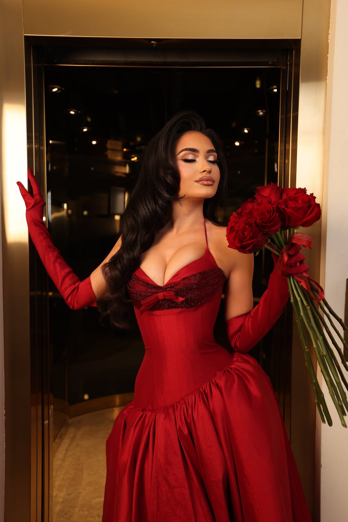 Maddie - Red Asymmetric Gown