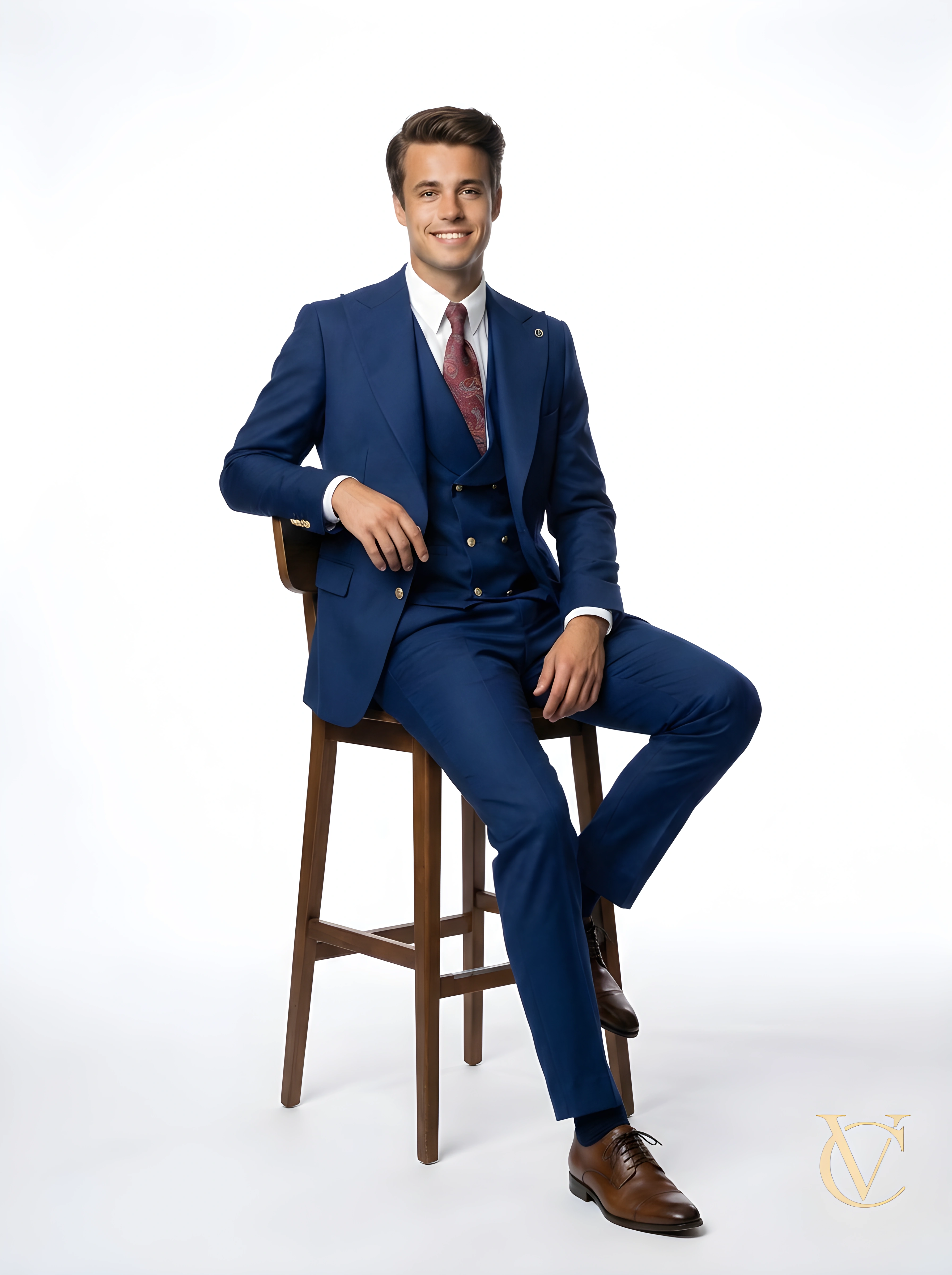 Navy Three-Piece Tailored Suit
