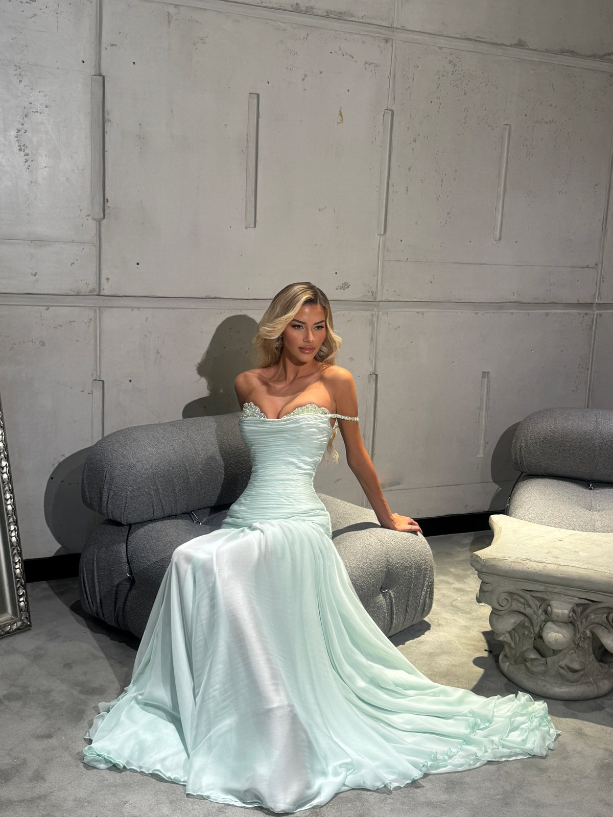 Mya - Flowing Mint Gown