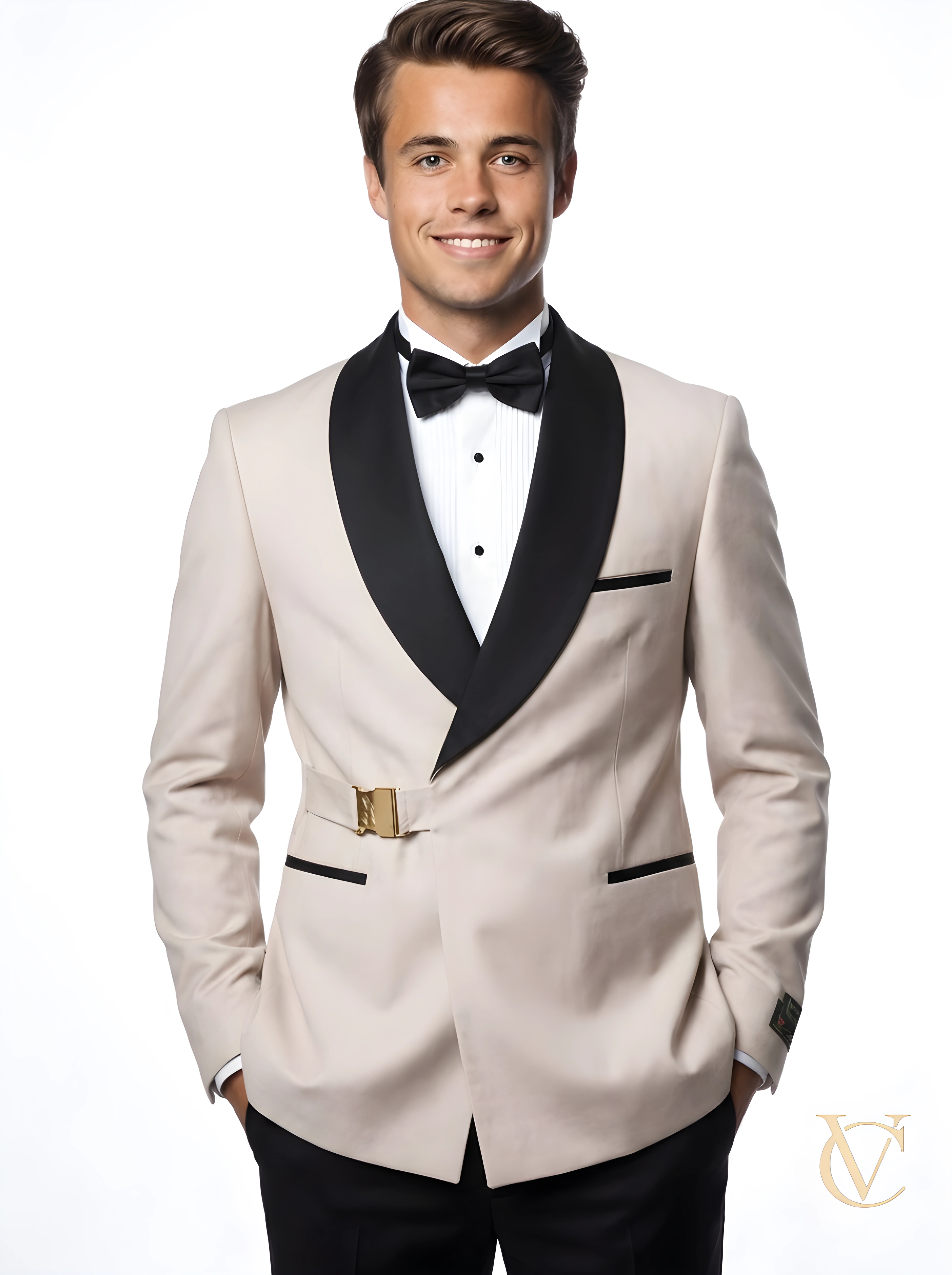 Cream Two-Piece Tailored Suit