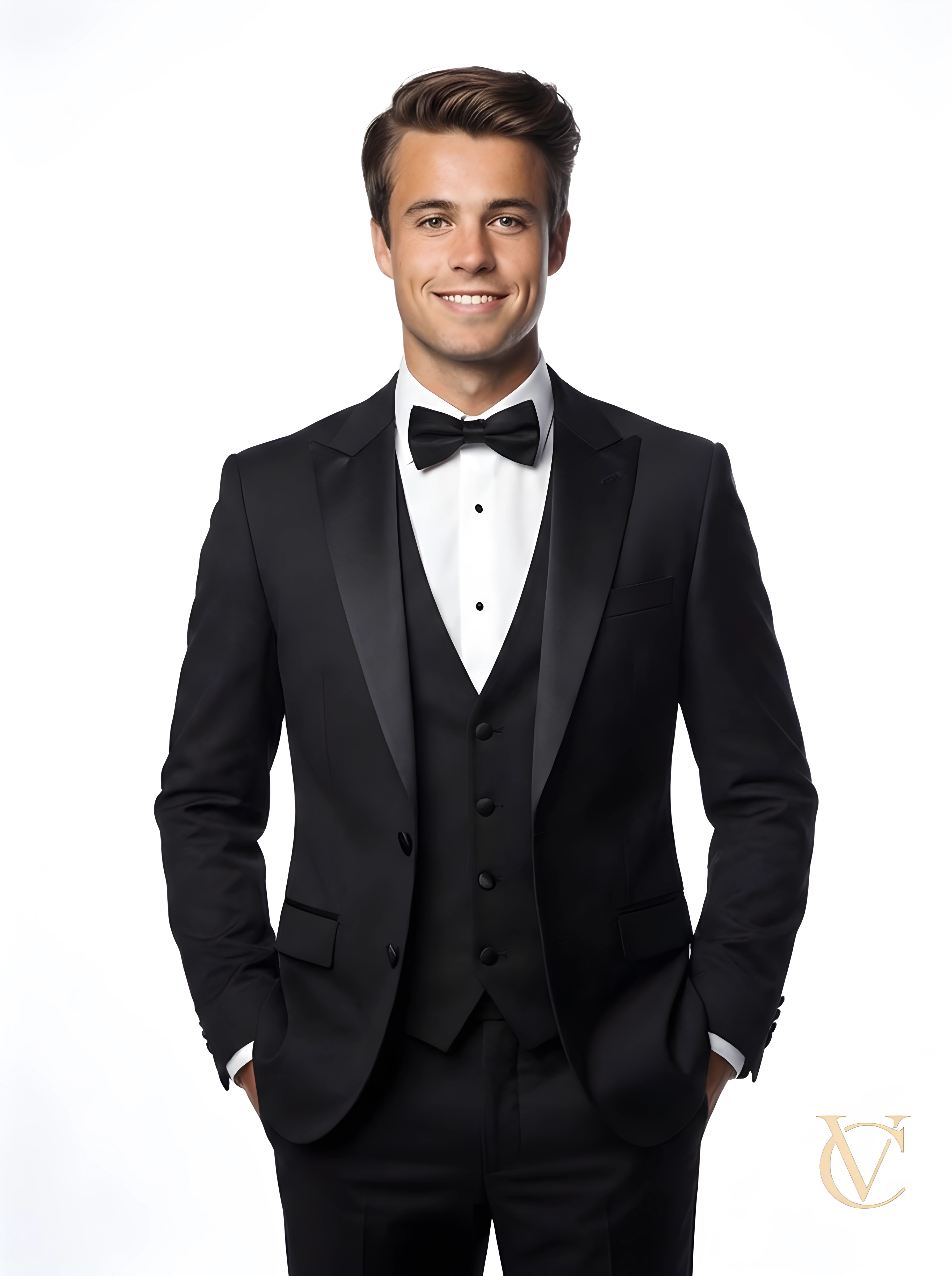 Noir Three-Piece Tuxedo Suit