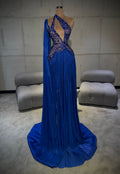 Darya – Royal Blue Draped Gown