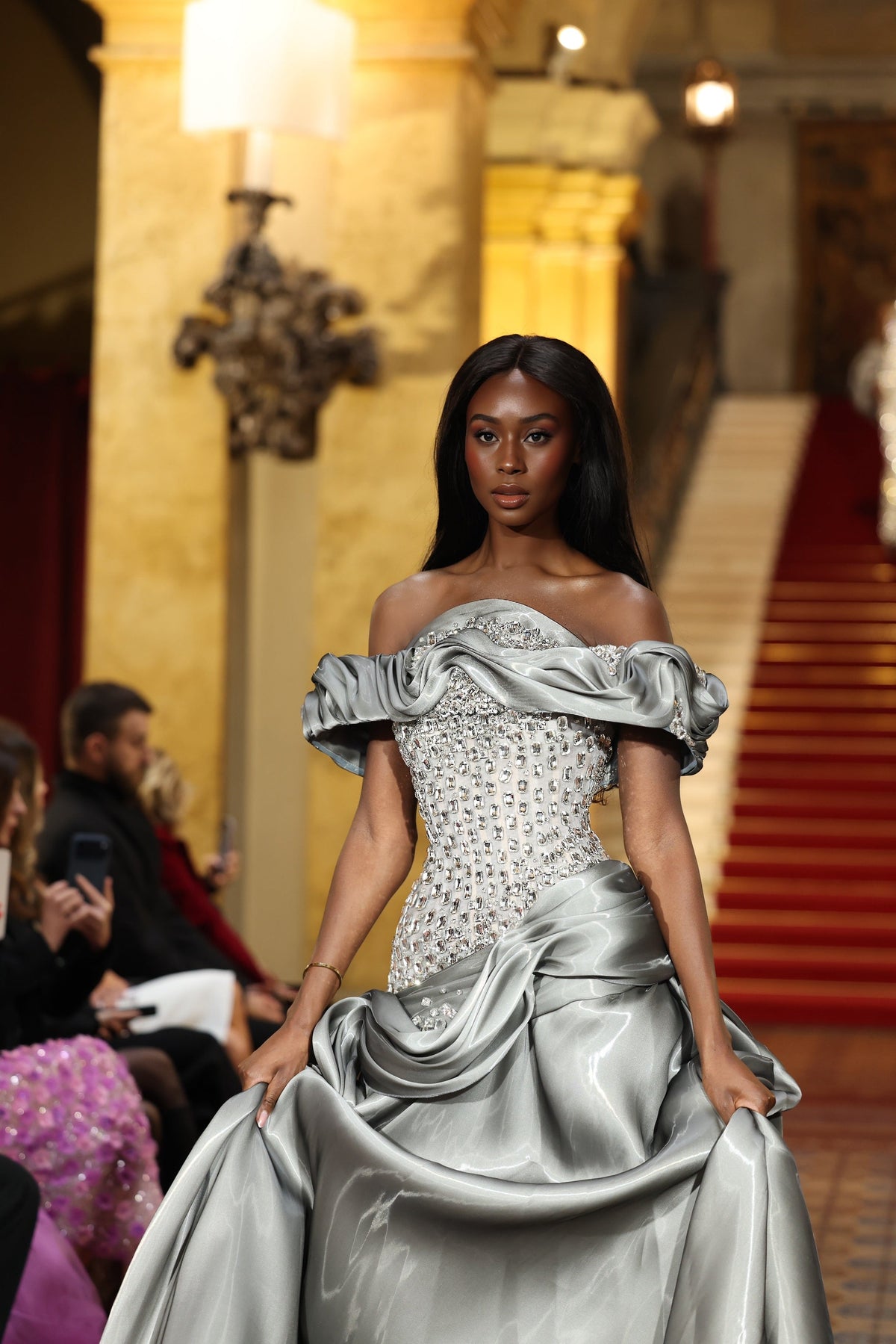 Eryanna - Draped Gown with Crystal Embellished Bodice