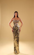 Mesila - Gold Mirror Embellished Gown