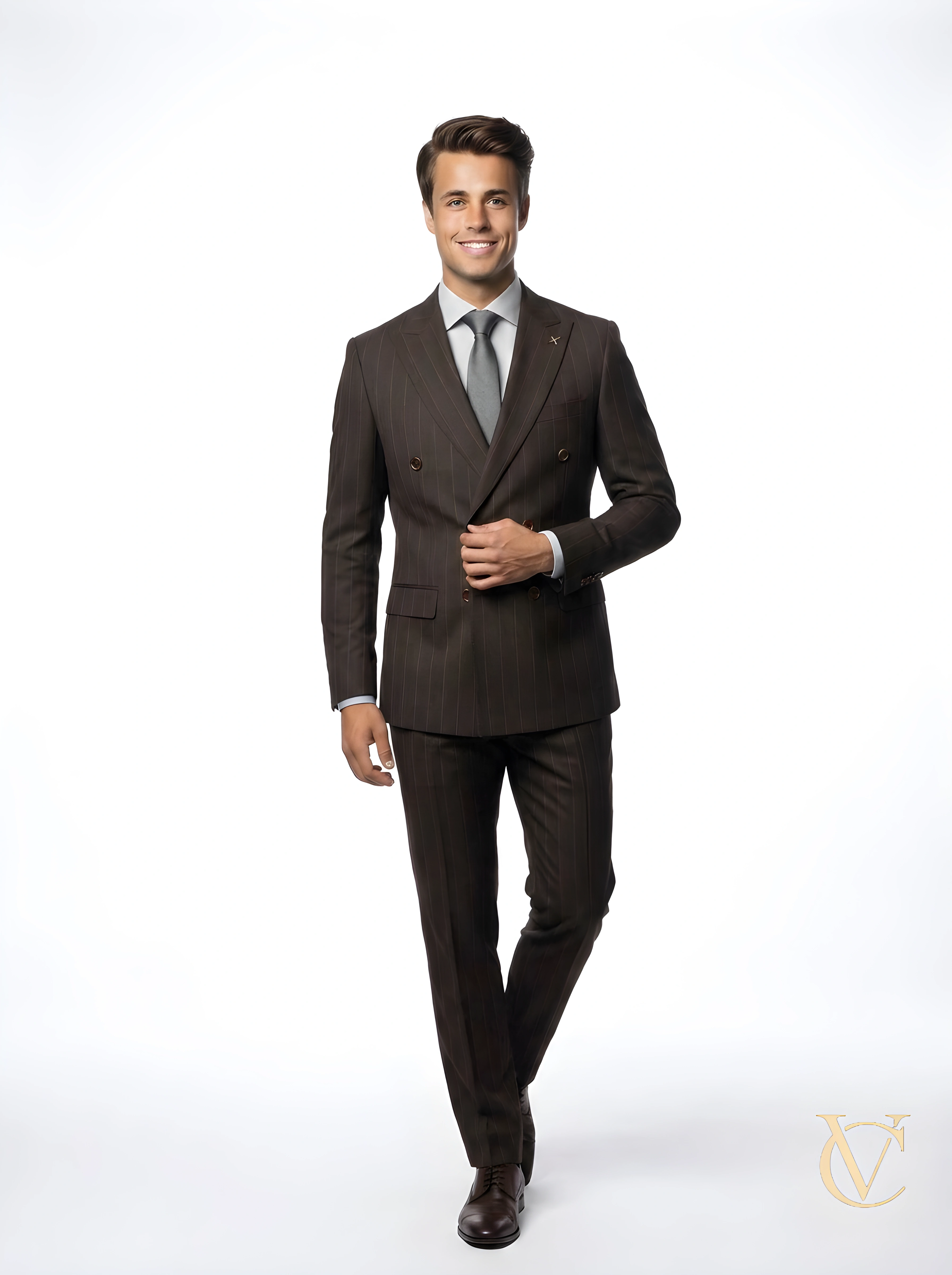 Dark Brown  Pinstripe Two-Piece Suit