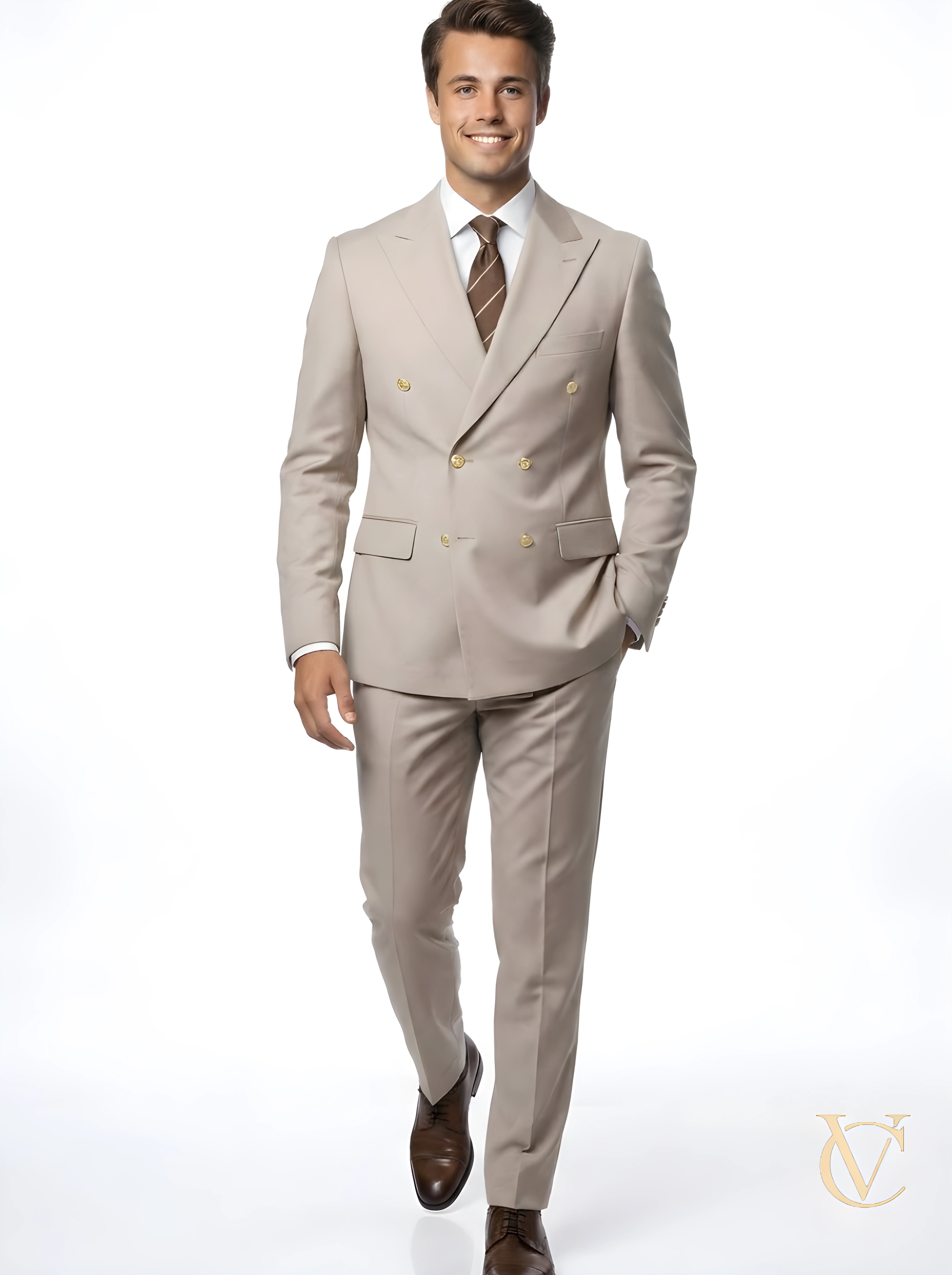Beige Single-Breasted Blazer