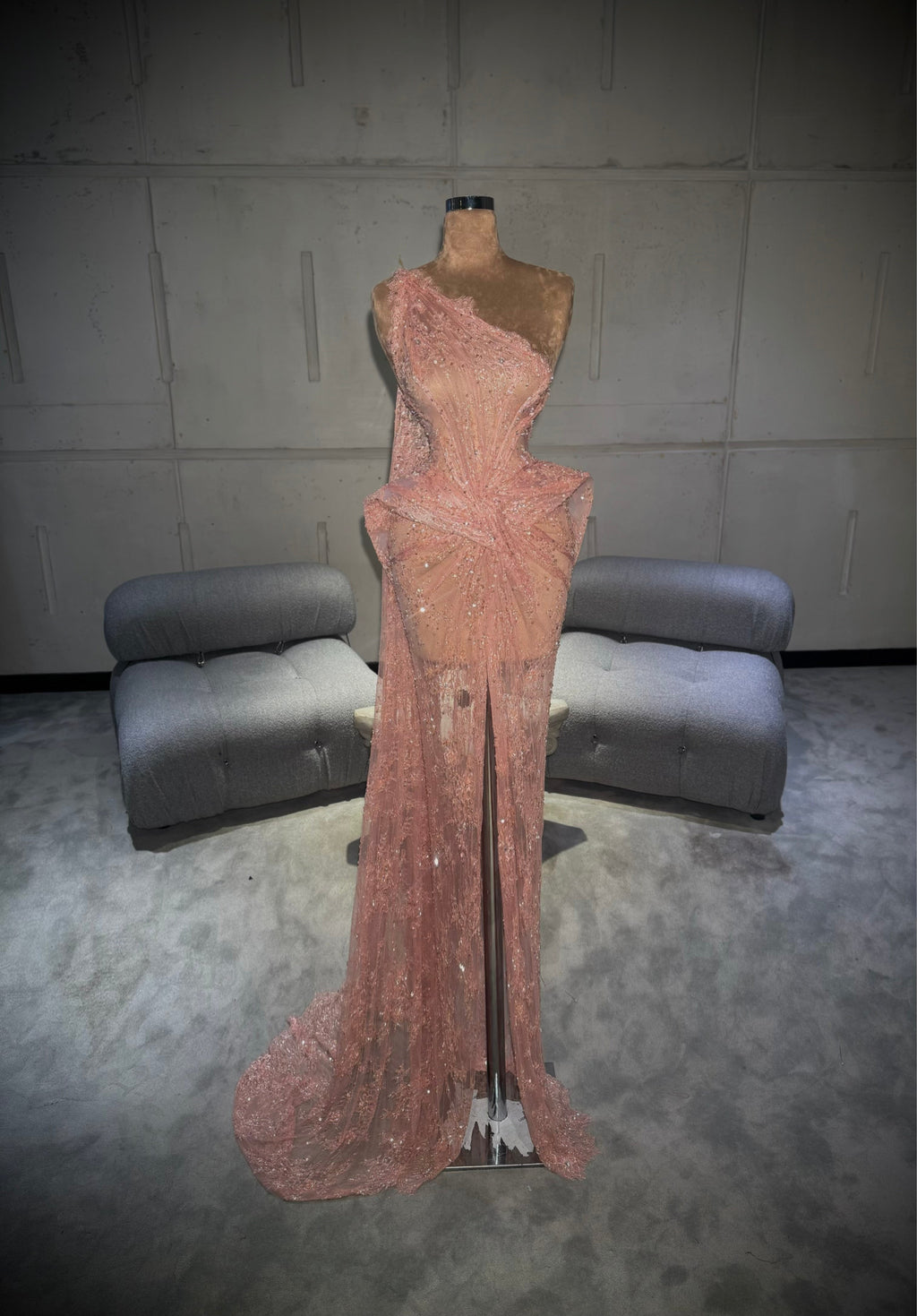 Nayomi – One Shoulder Blush Gown