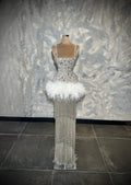 Alessa - Beaded Feather Gown
