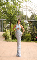 Lieta - Blue Floral Cutout Corset Dress