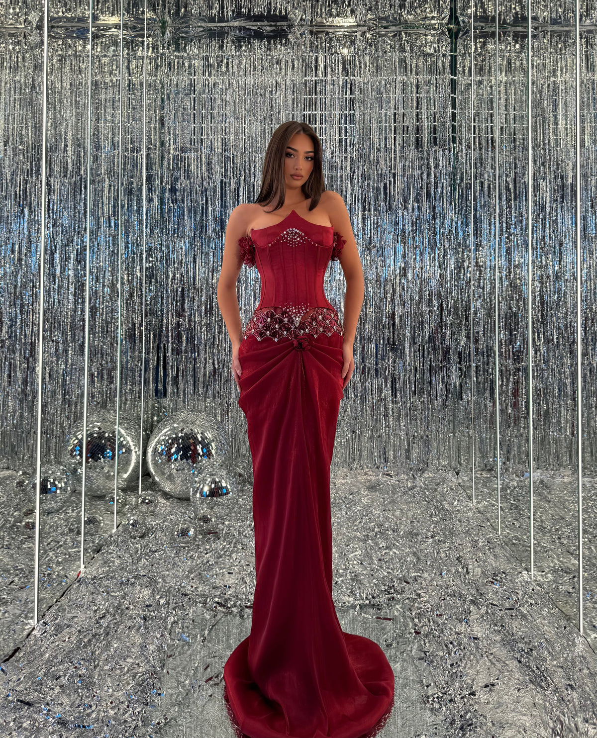 Rolena - Rubied Corset Mermaid Gown
