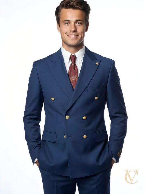Navy two-piece tailored suit | Luxury menswear | Vellure Couture Northampton
