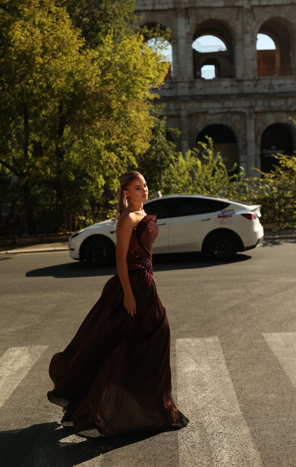 Olisa - Asymmetrical embellished chiffon gown