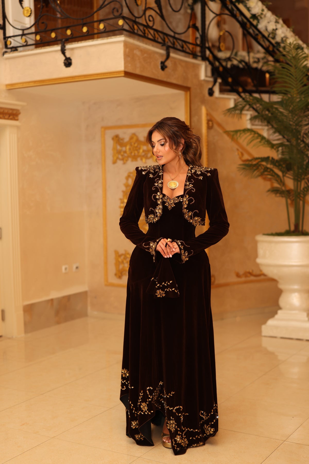 Andronika - Embellished Velvet Gown