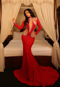 Bianca - Red Crystal Cut Out Mermaid Gown