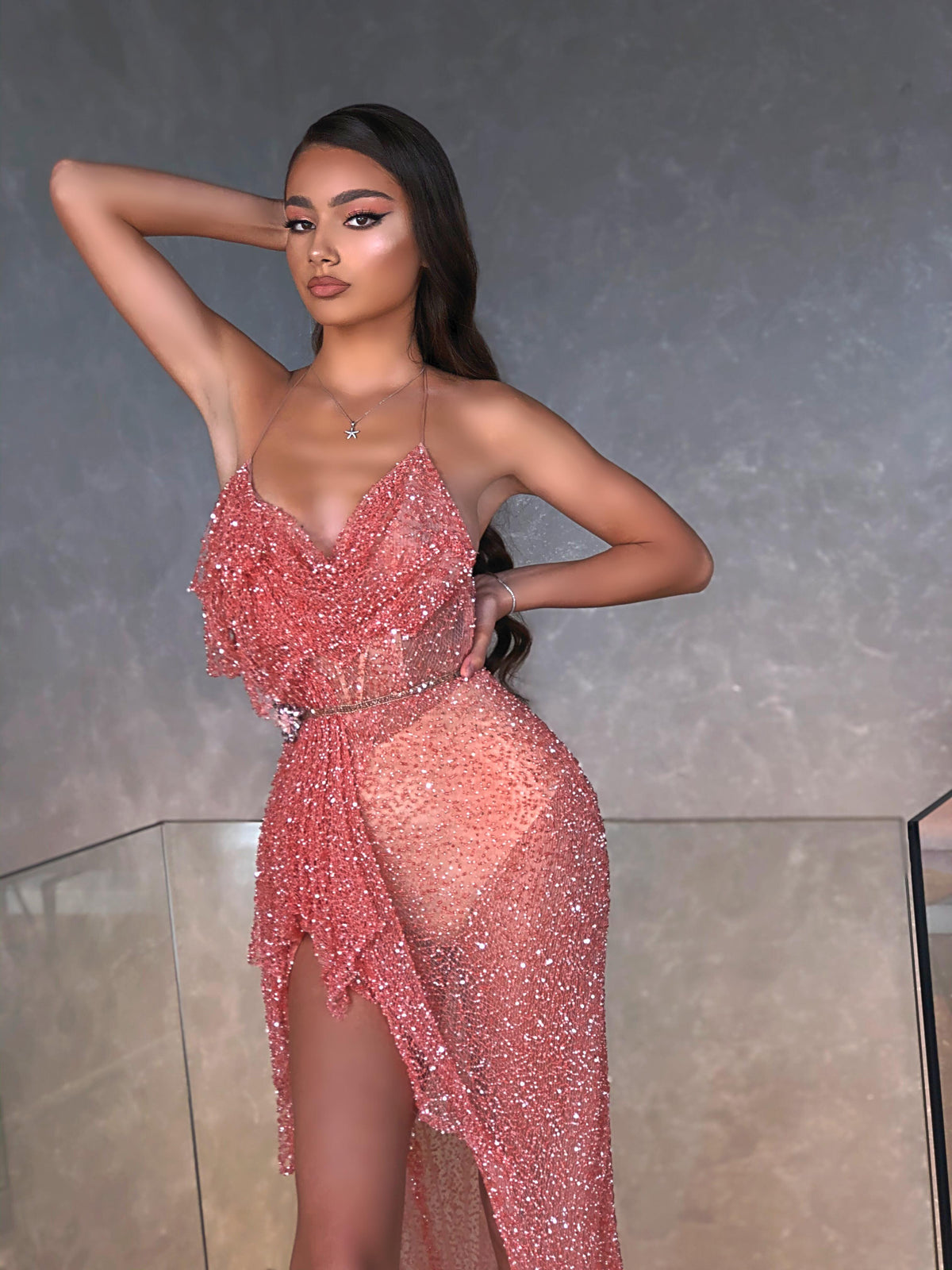 Pink Beaded Dress