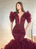 Red Adorned Tulle Dress