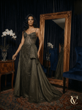 Olive Green Couture Evening Gown