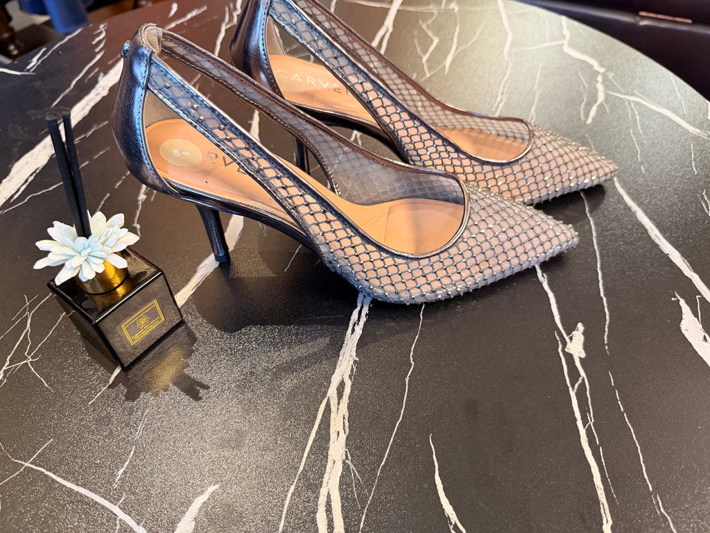 Carvela Crystal Mesh Slingback Heels | Luxury Footwear | Vellure Couture