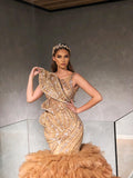 Gold Tulle Embellished Dress