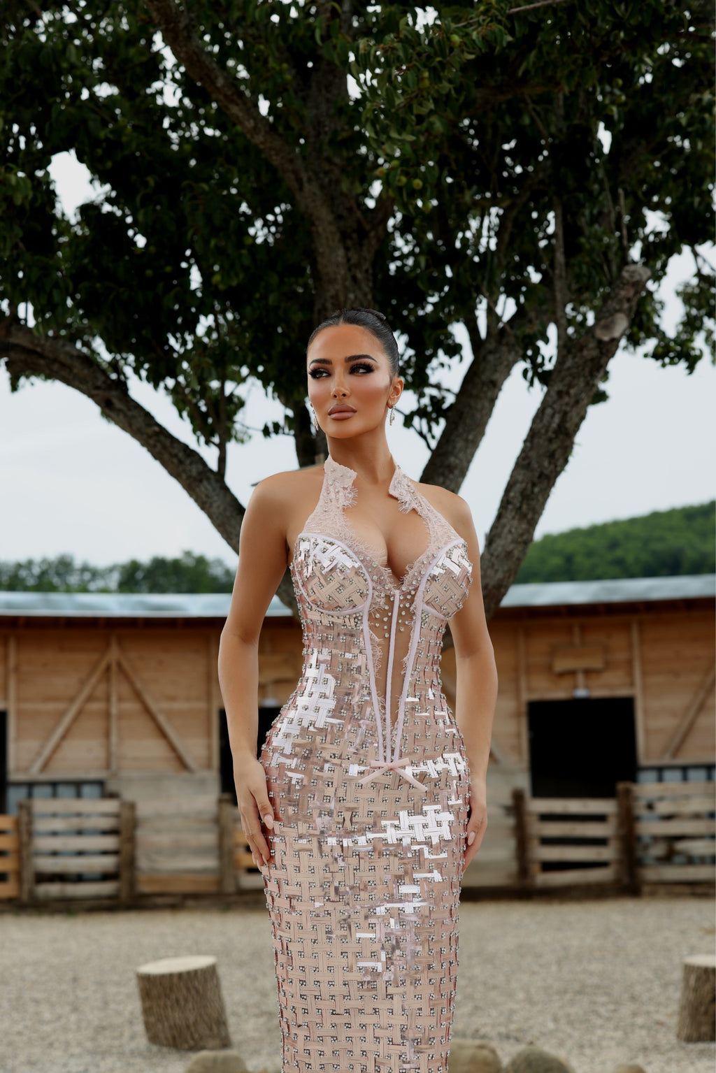 Nelia - Mirror Halter Gown