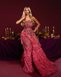 Strapless Feathered Gown