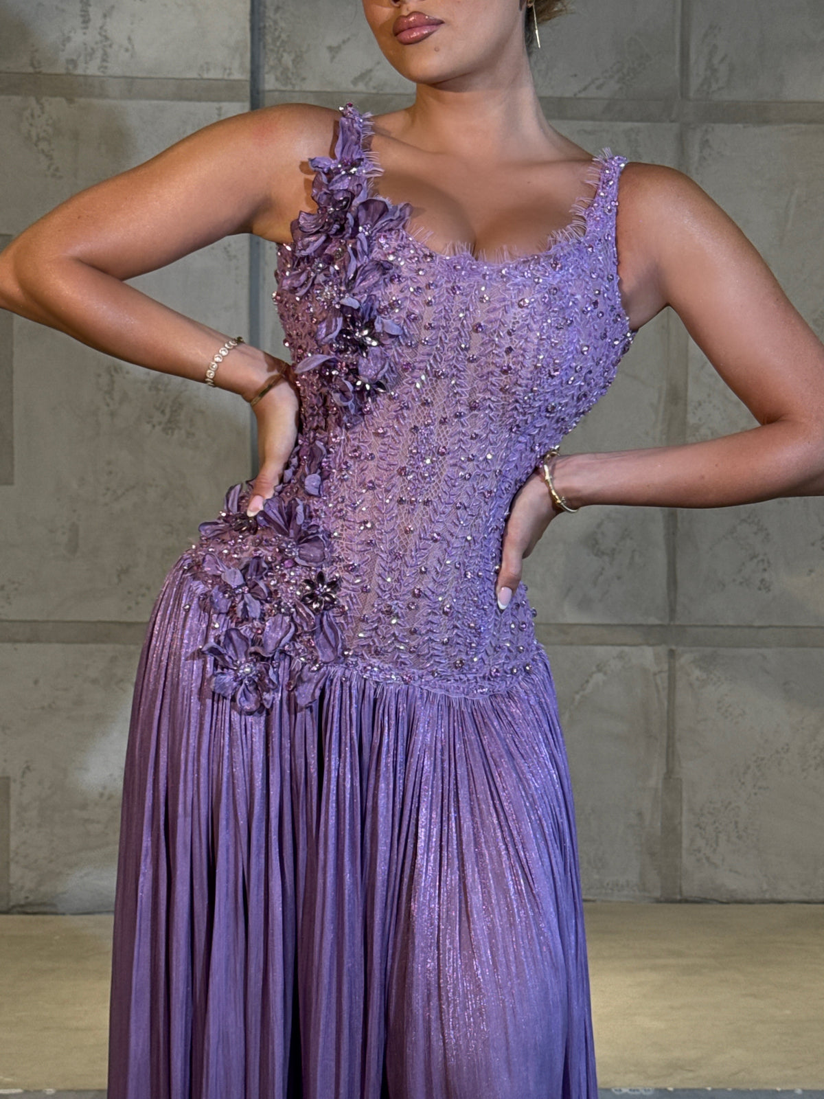 Elissa - Lavender Floral Embellished Gown