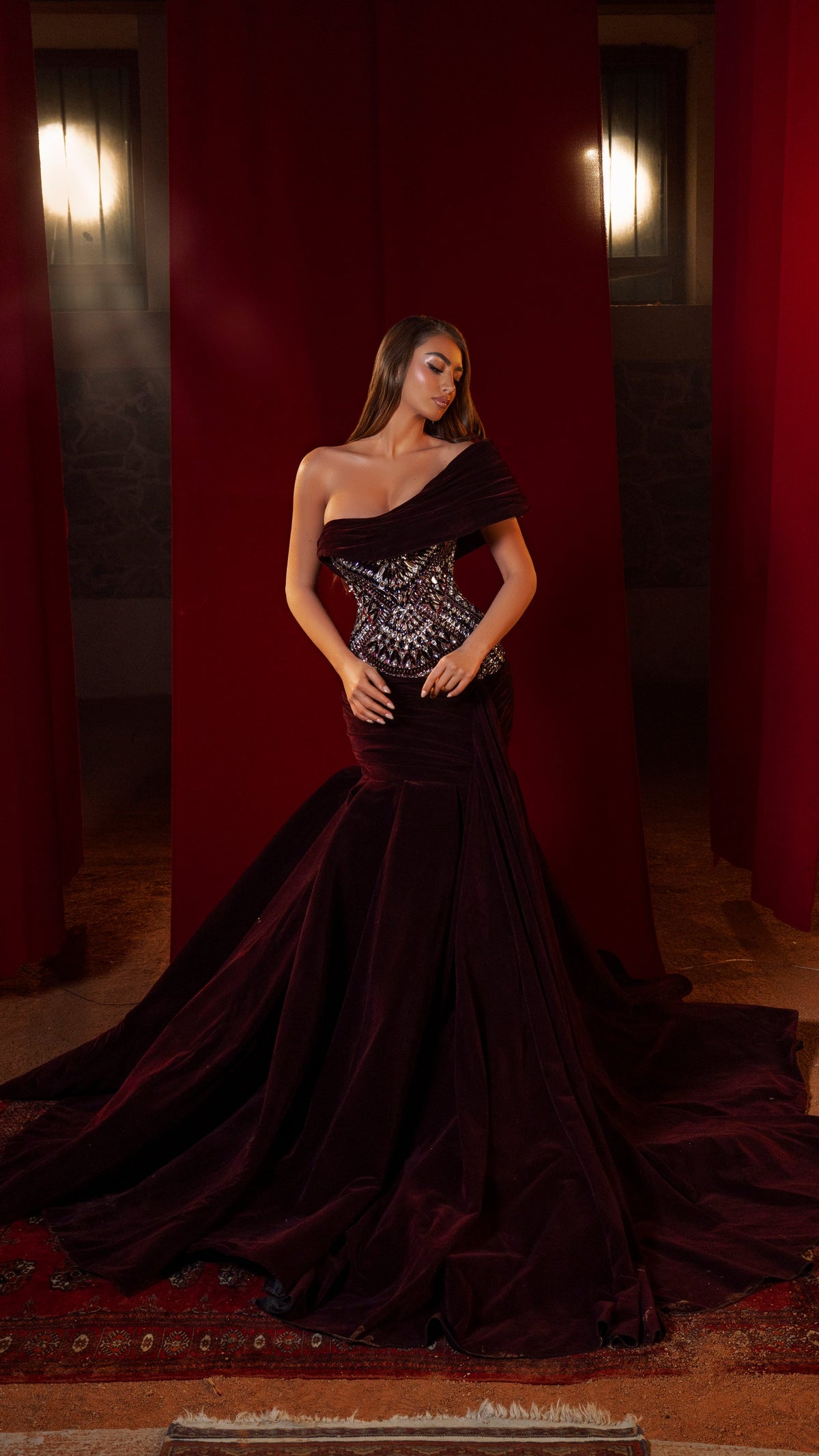 Mathilda - Draped Crystal Gown