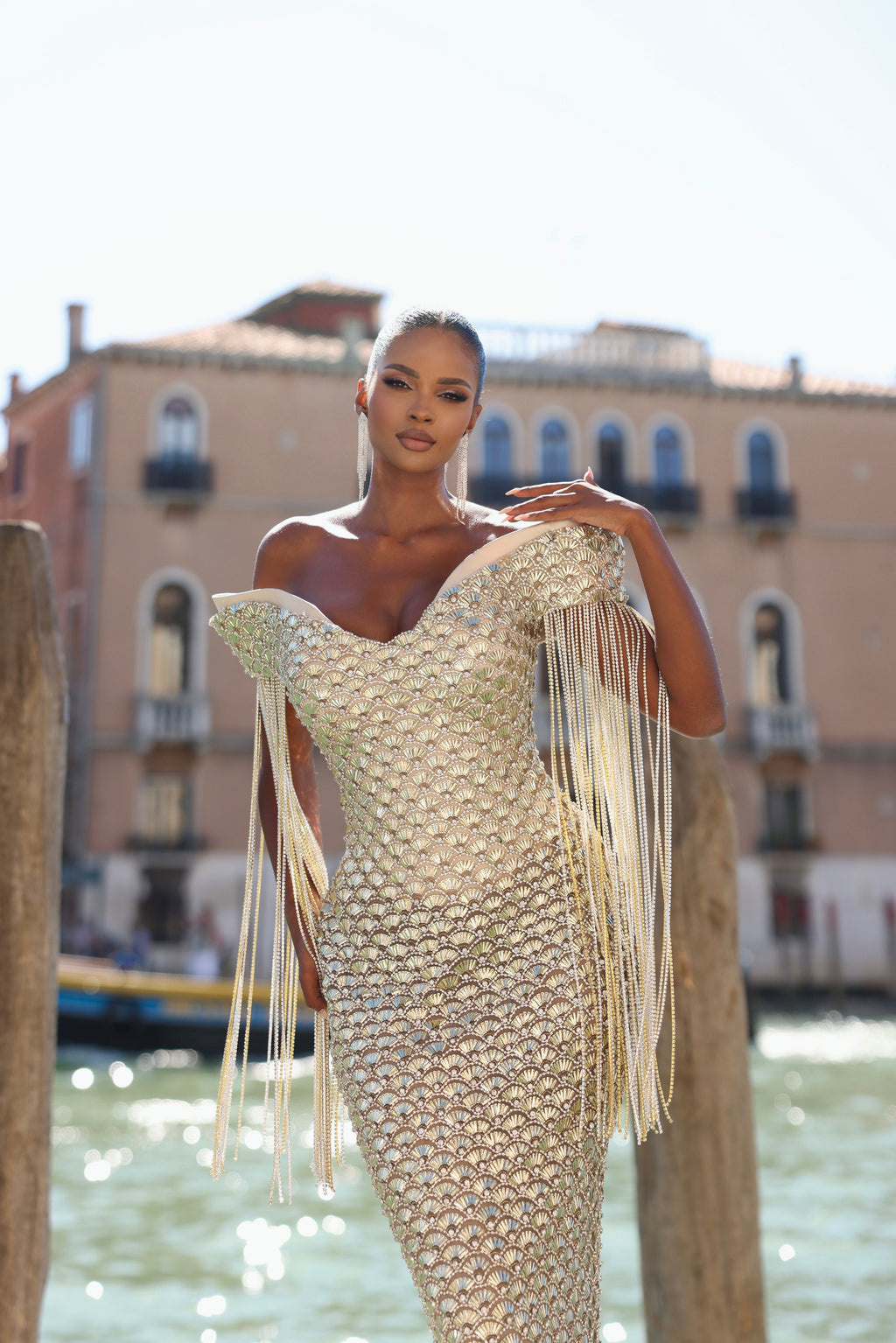 Elisara - Fringed Seashell Gown