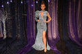 Side Slit Blue Shimmering Dress