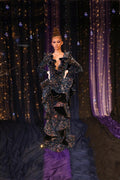 Shimmering Ruffle Black Dress