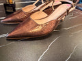 Vince Camuto Bronze Snake-Print Slingback Heels | Vellure Couture