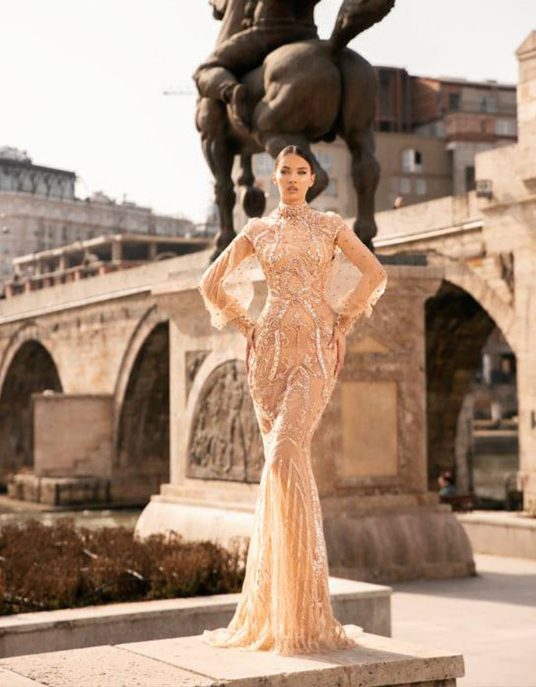 Nude Lace Long Dress