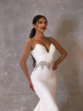 White Mermaid Dress with Tulle Cape