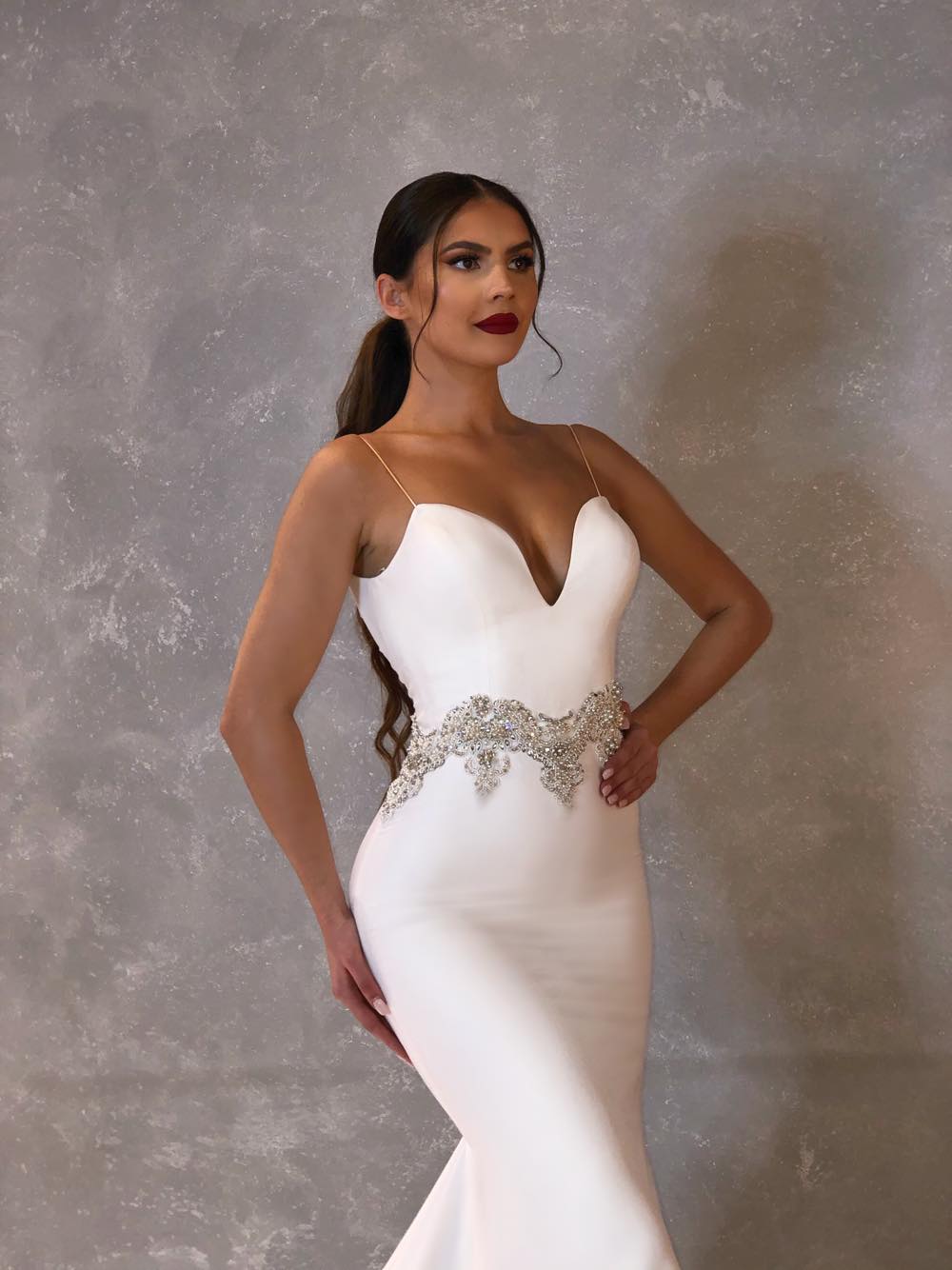 White Mermaid Dress with Tulle Cape