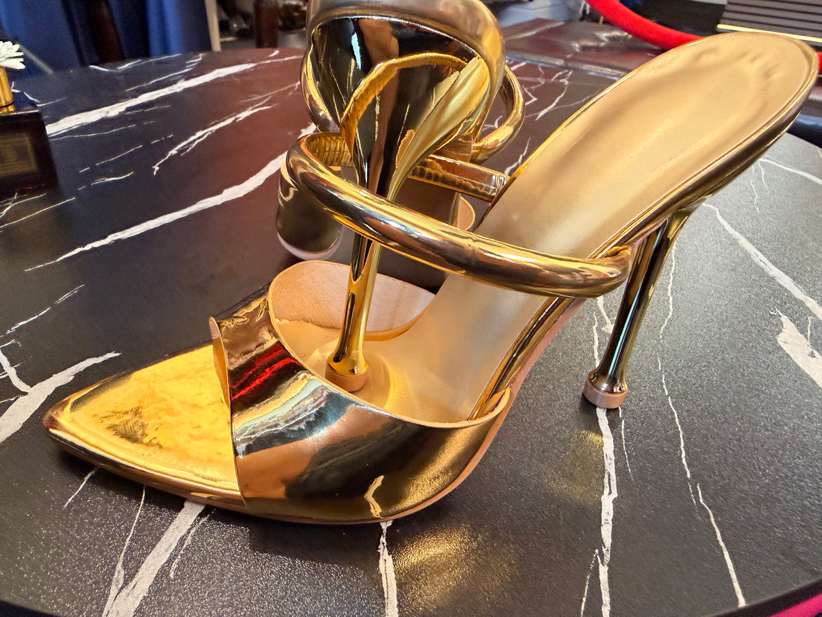 Gold Mirror Metallic Stiletto Heels | Luxury Footwear | Vellure Couture