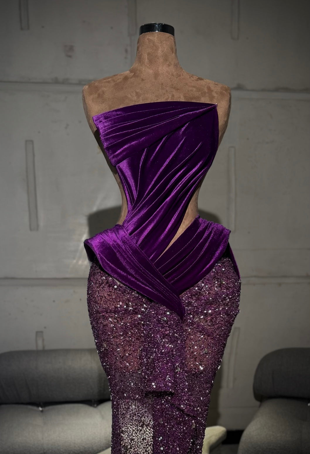 Soraya - Draped Sequin Gown