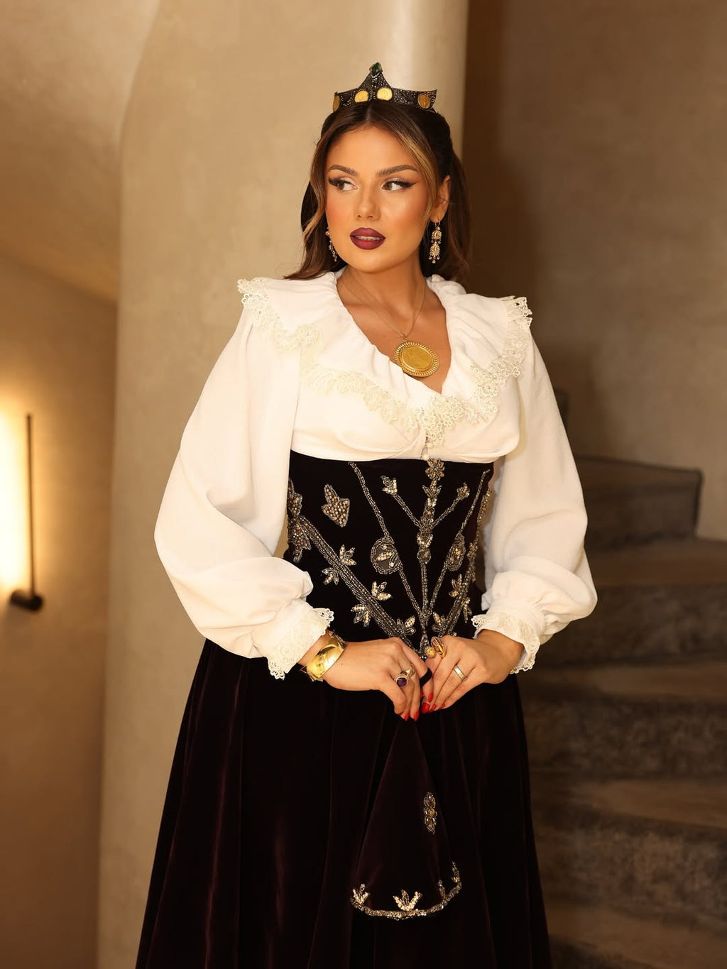 Teuta - Embroidered Velvet Gown