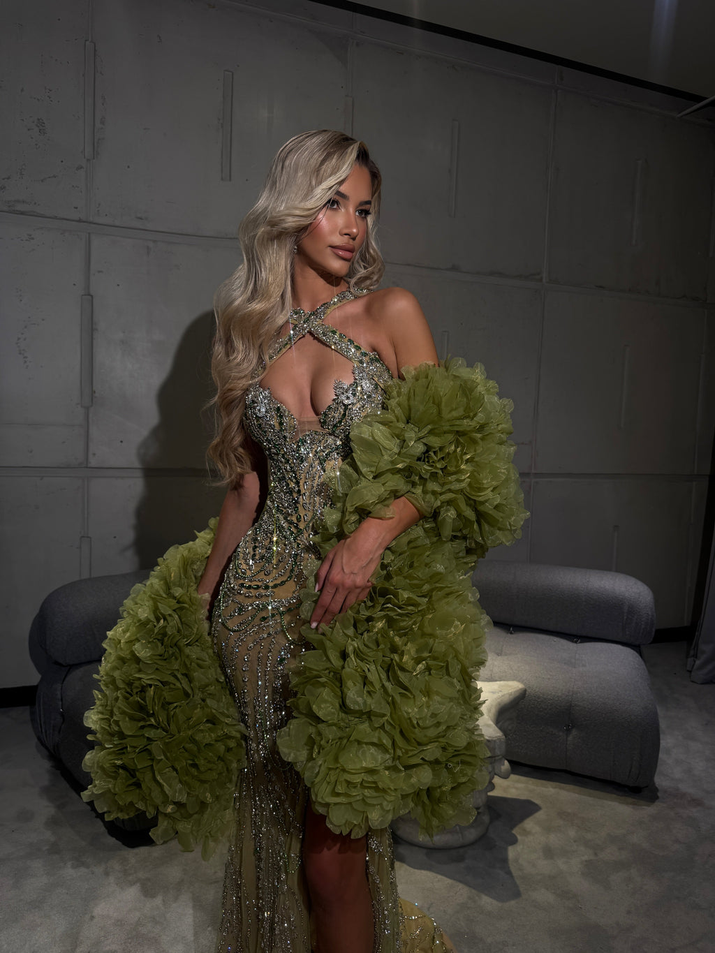 Rosalina - Crystal Embellished Halter Gown