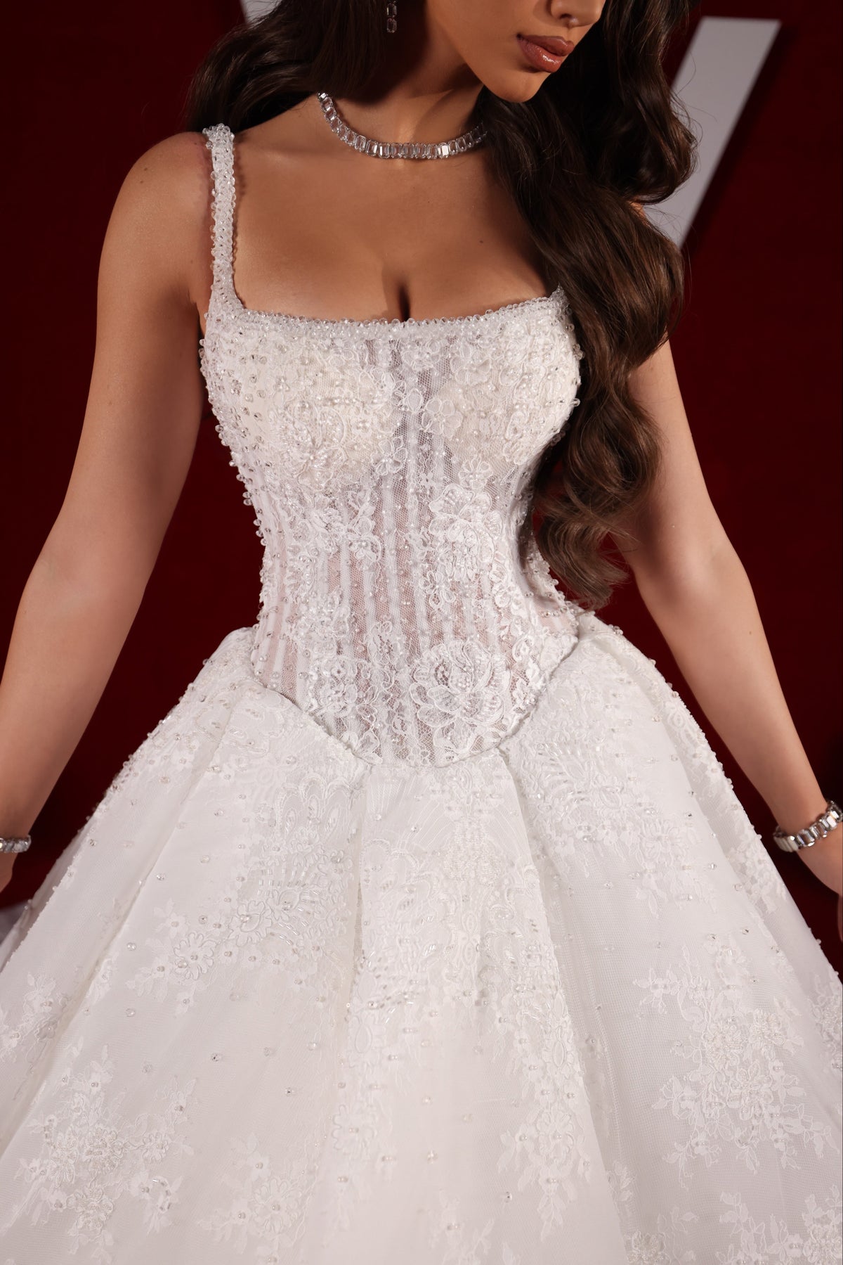 Elmira - Strap Corset Lace Ball Gown