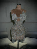 Jenny - Silver Crystal Mini Dress