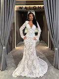 Long Sleeve Backless Lace Wedding Dress