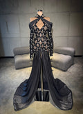 Noirella – Embellished Cutout Mermaid Gown