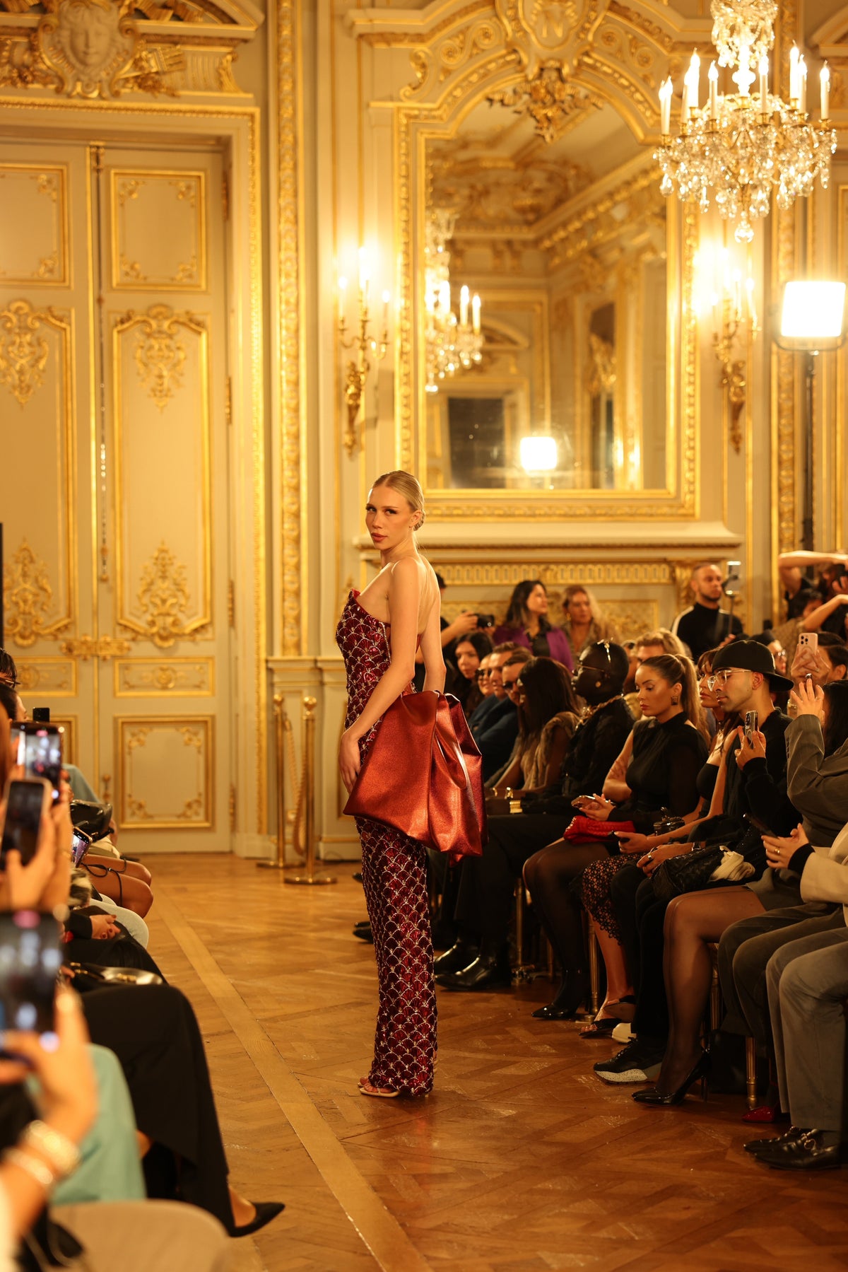 Erestina - Strapless Burgundy Gown