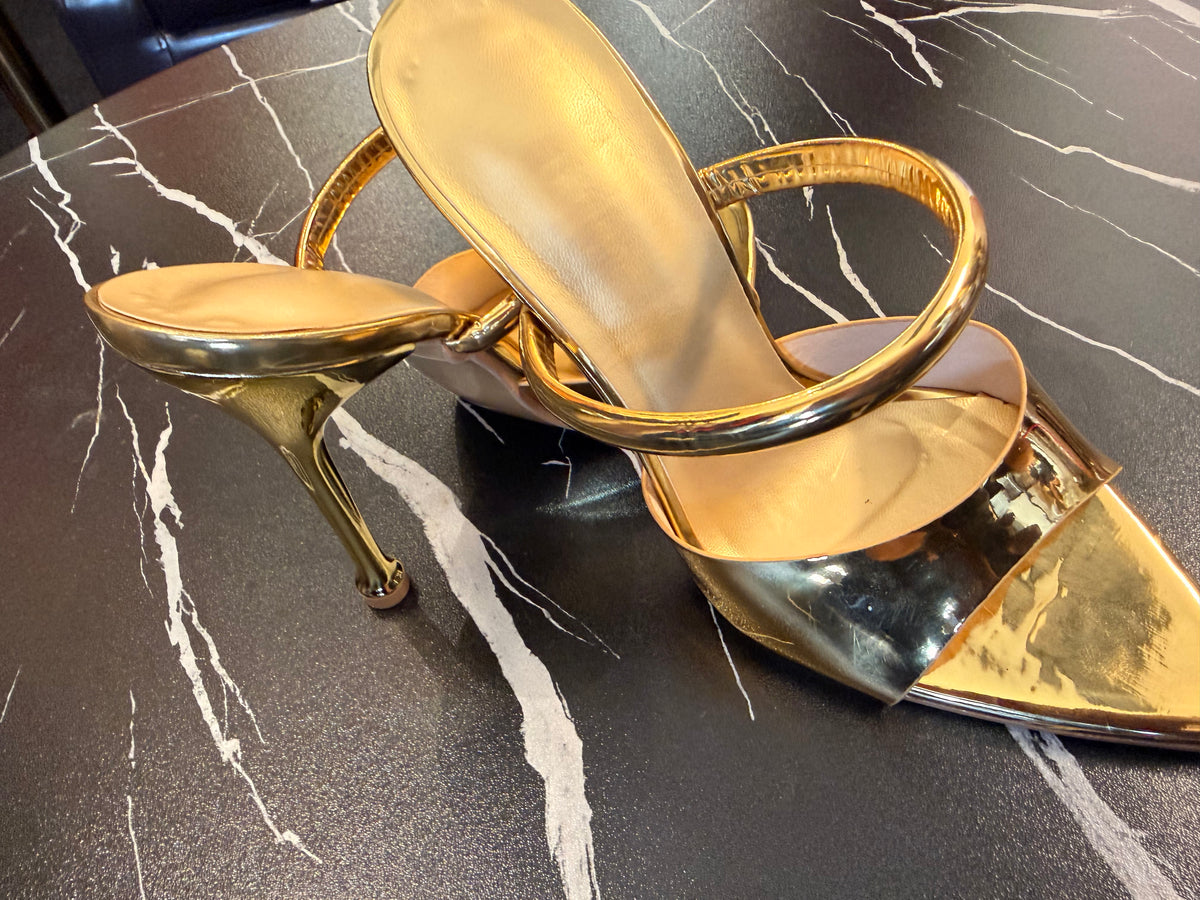 Gold Mirror Metallic Stiletto Heels | Luxury Footwear | Vellure Couture