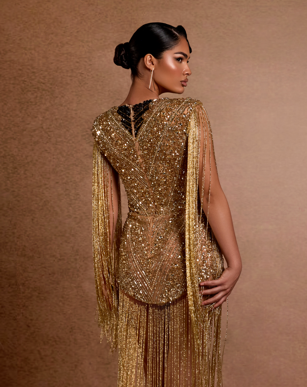 Queen of Nile Fringe Sequin Gown