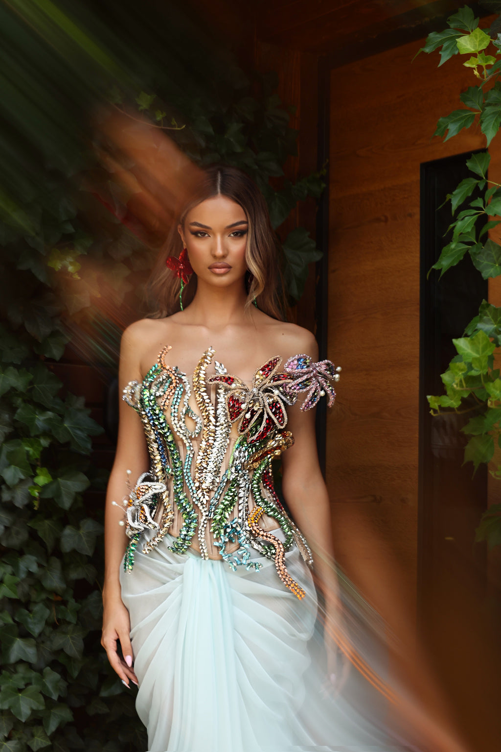 Maryam - Strapless Crystal Embellished Corset Gown