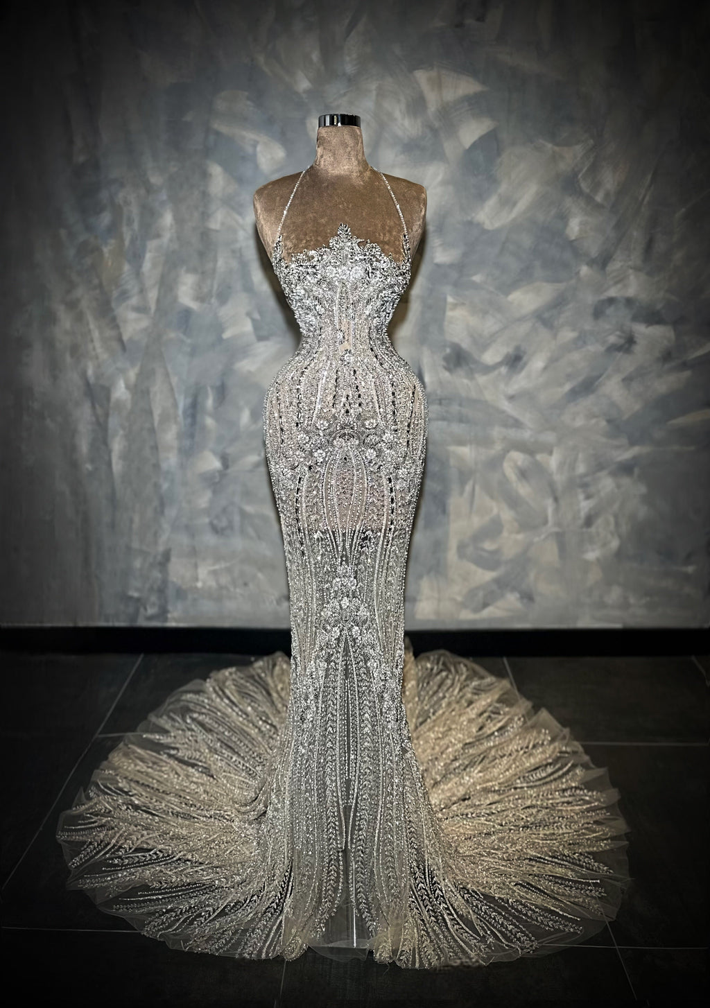 Lanna - Crystal Halter Mermaid Gown