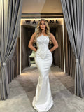 White Gown with Beaded Appliqué Bodice
